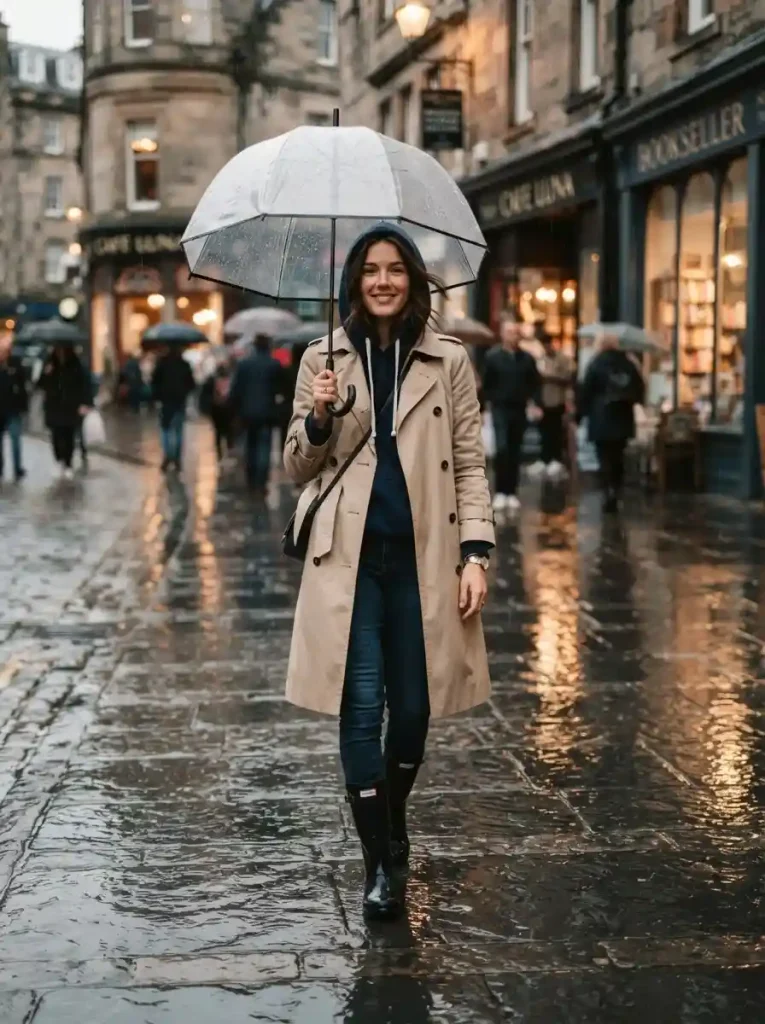 17. Trench Coat over a Hoodie and Jeans
