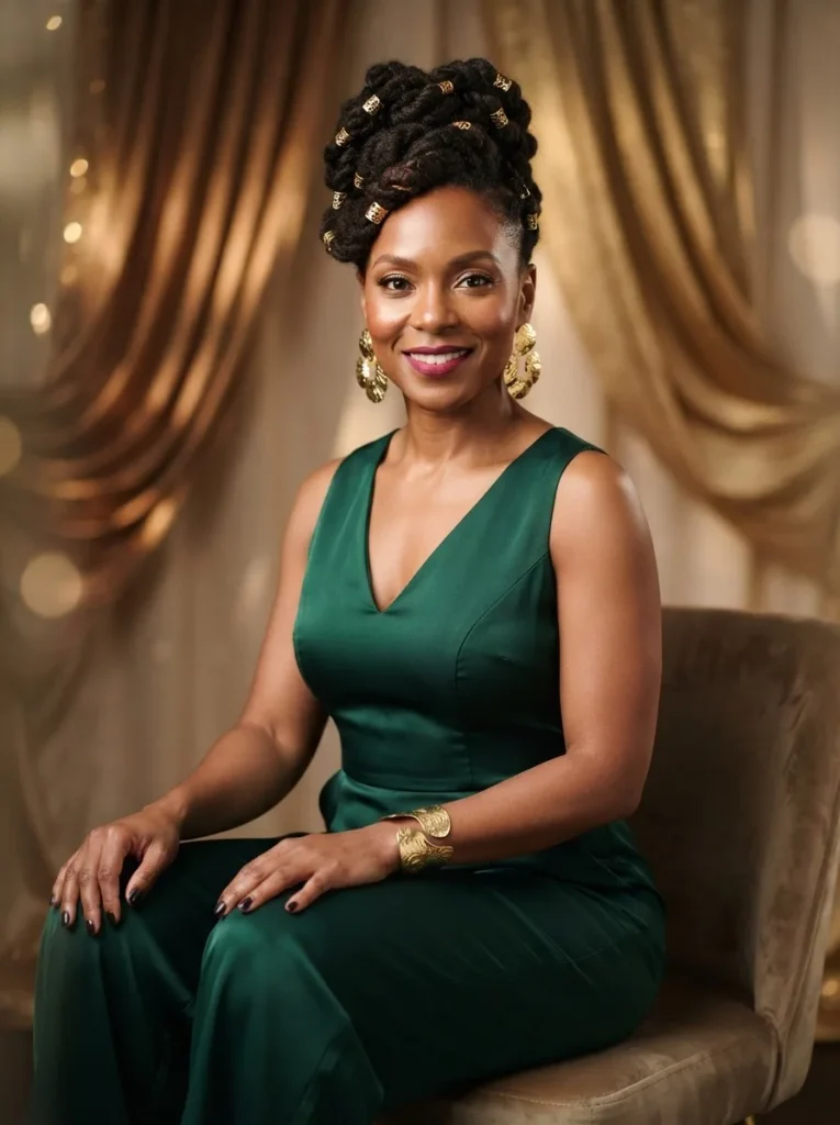 17. Twisted Updo with Gold Cuffs