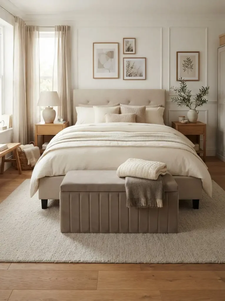 18. Add Functionality With a Bedroom Storage Ottoman