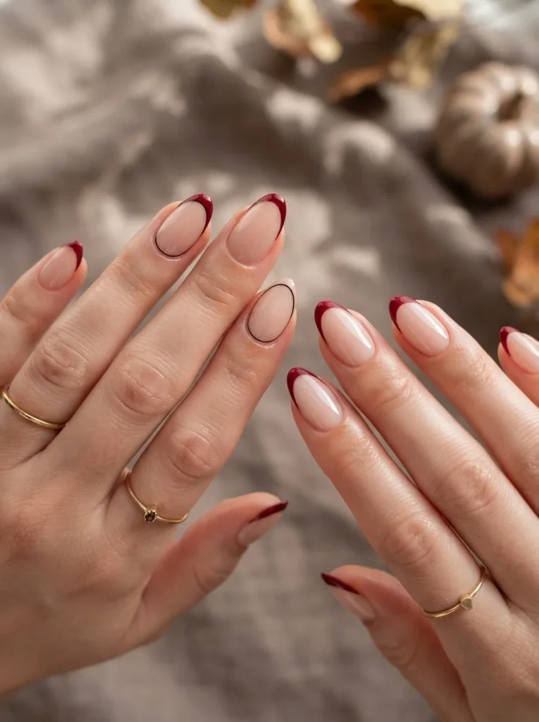 18. Dark Burgundy French Tips