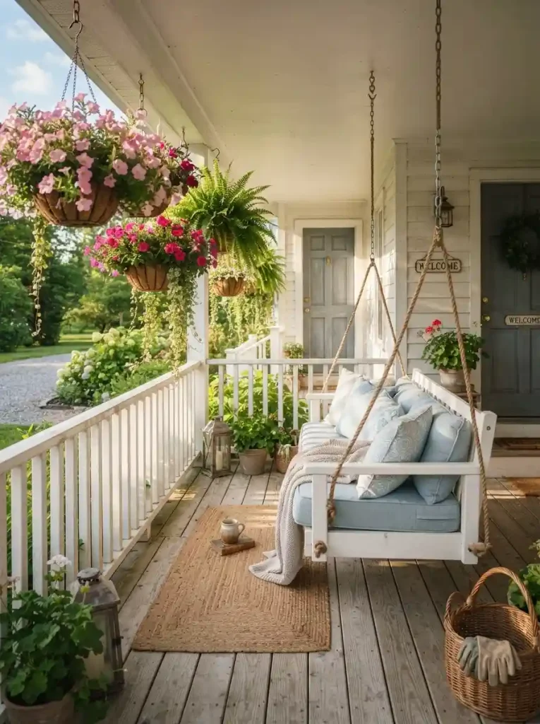 18. Hanging Baskets and a Porch Swing Nook