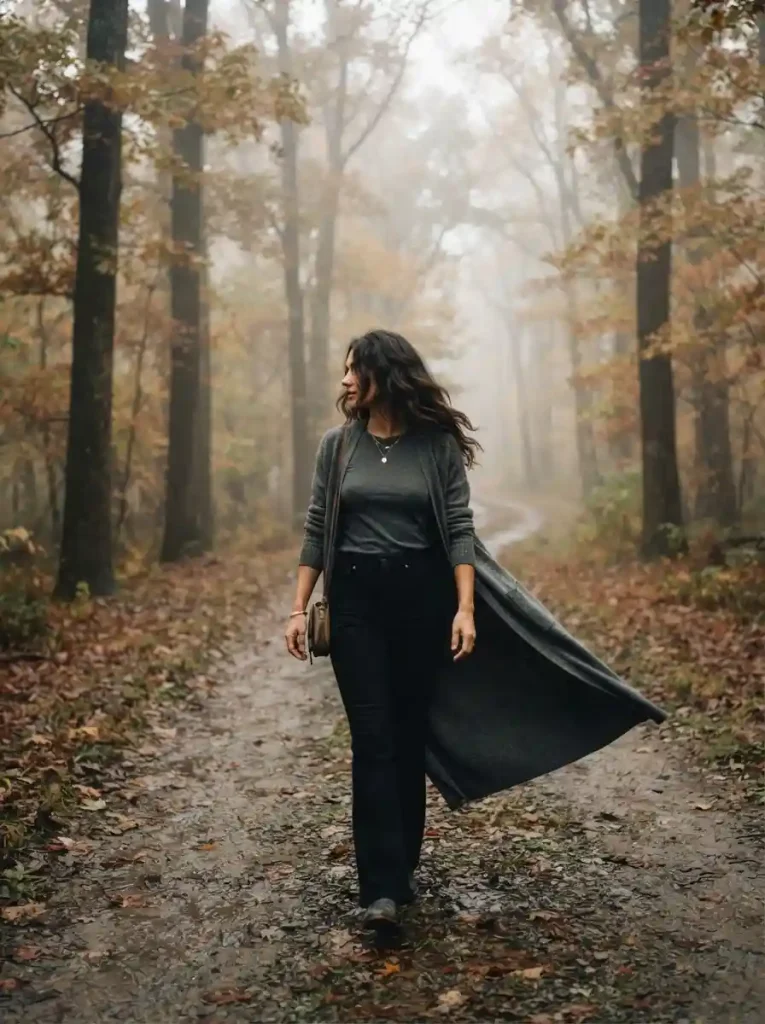 18. Long Duster Cardigan and Basic Tee
