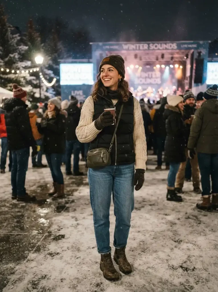 18. Puffer Vest With A Warm Sweater