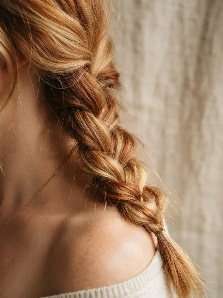 18. Side Braid with Red and Blonde Strands