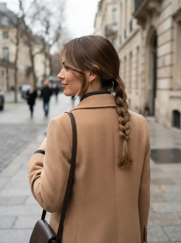 19. Braided Low Ponytail with Face-Framing Layers