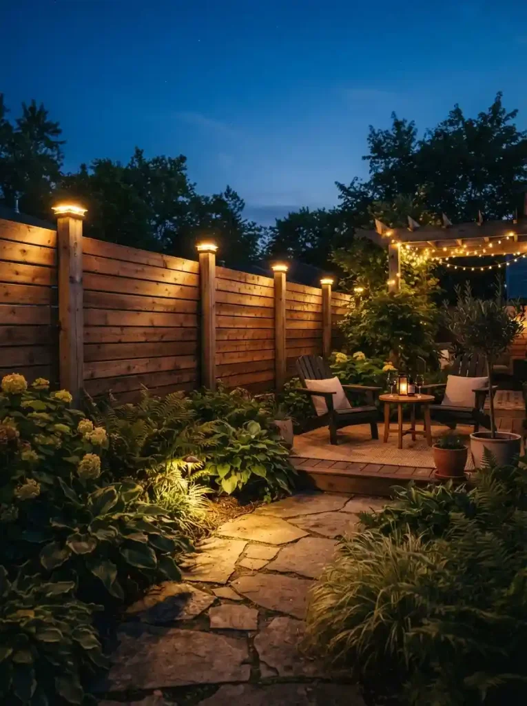 19. DIY Fence With Built-In Outdoor Lighting