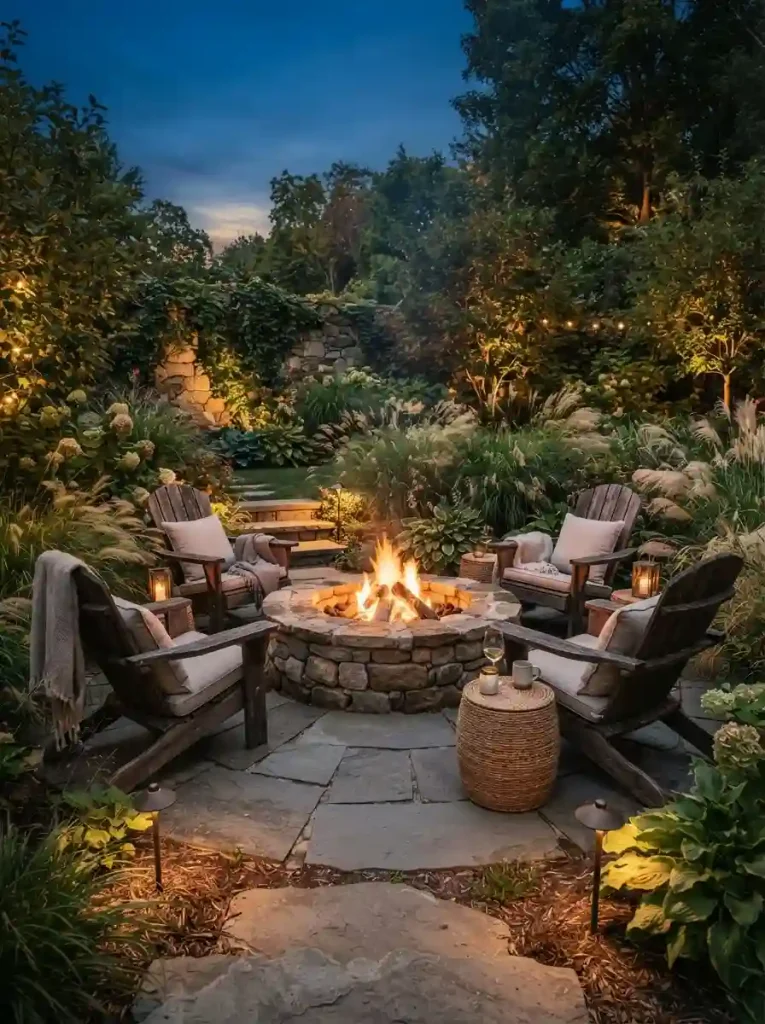 19. Design a Cozy Fire Pit Gathering Area