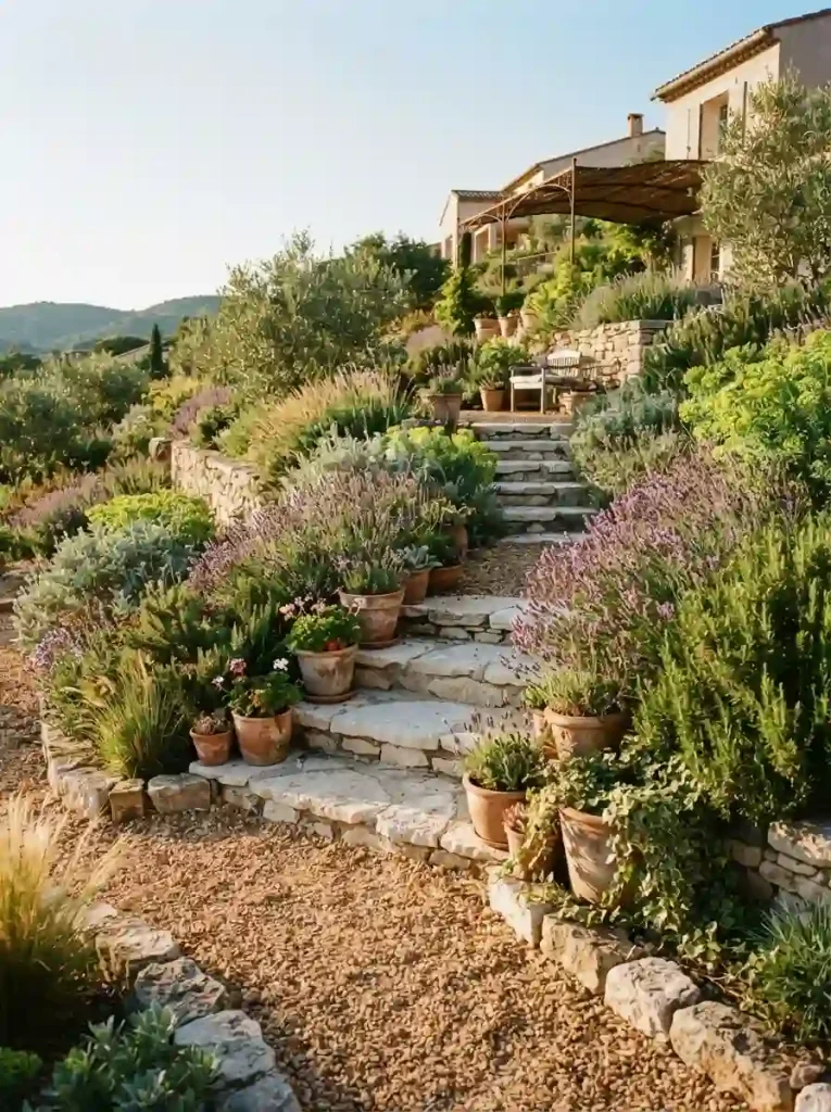 19. Design a Mediterranean-Inspired Hillside Garden