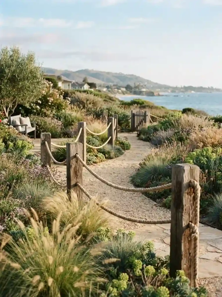 2. DIY Rope and Post Fence for a Coastal Look