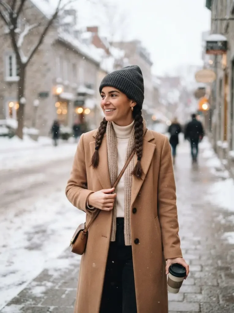 2. Double Dutch Braids with a Warm Beanie
