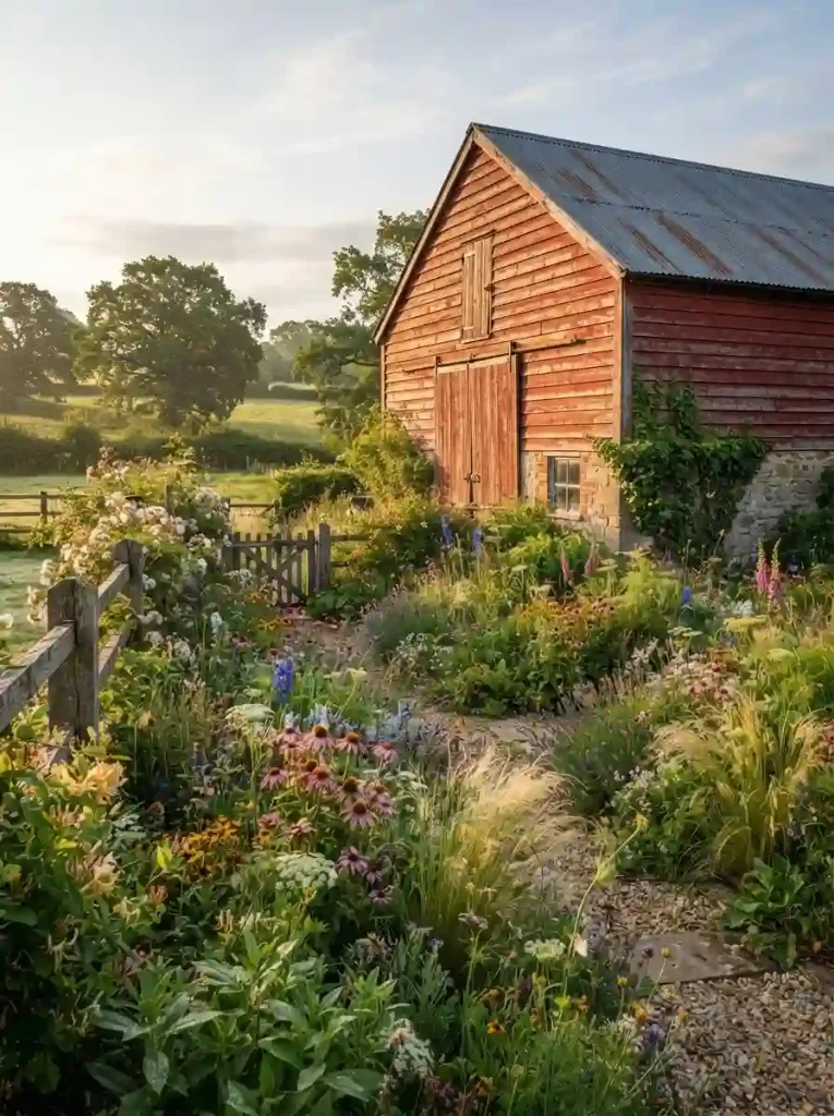 2. Frame the Barn With Native Flower Beds
