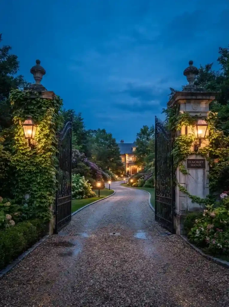 2. Frame the entrance with stone gate pillars