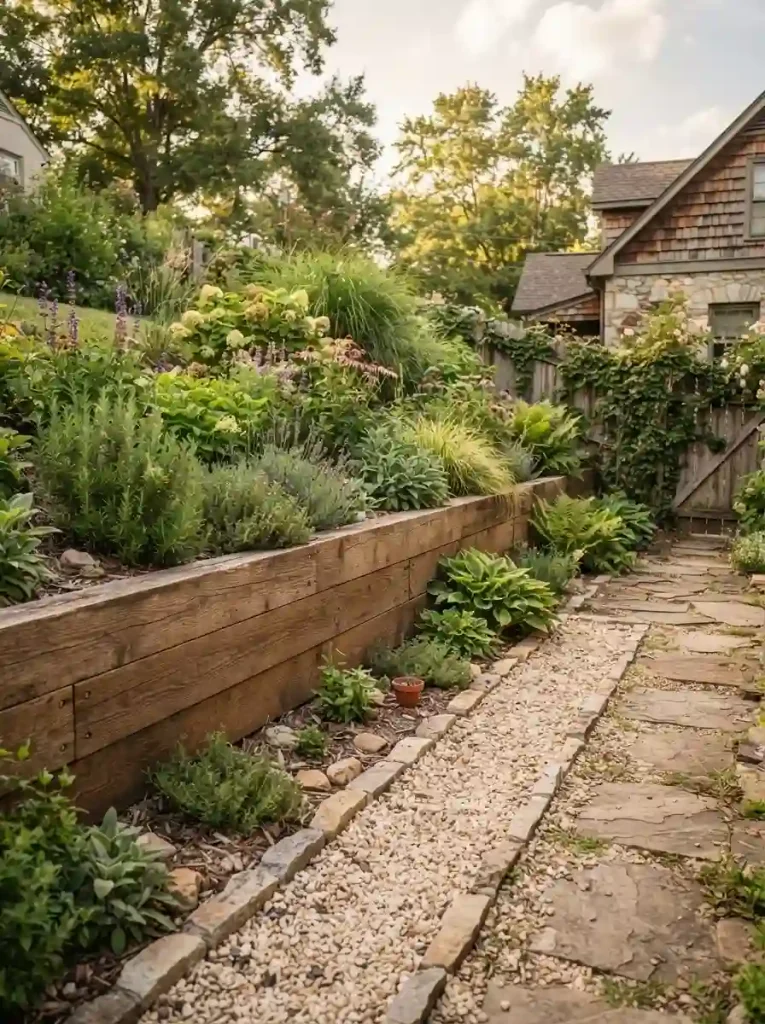2. Gravel-Filled Timber Retaining Wall