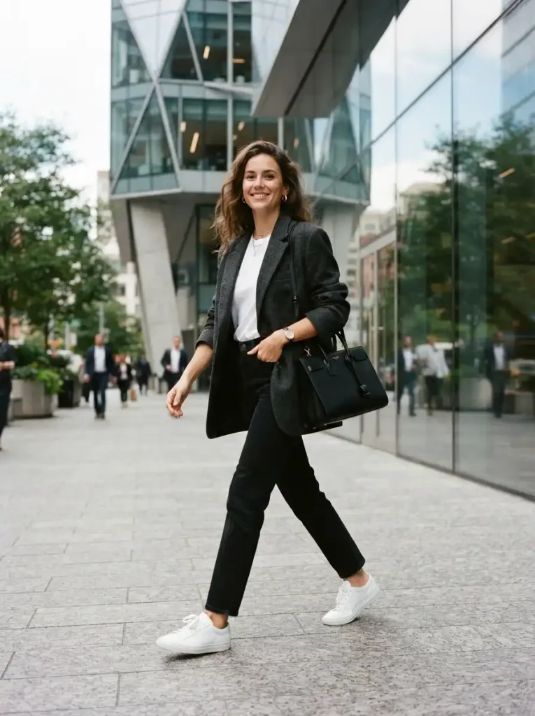 20. Black Jeans with a Blazer and Sneakers