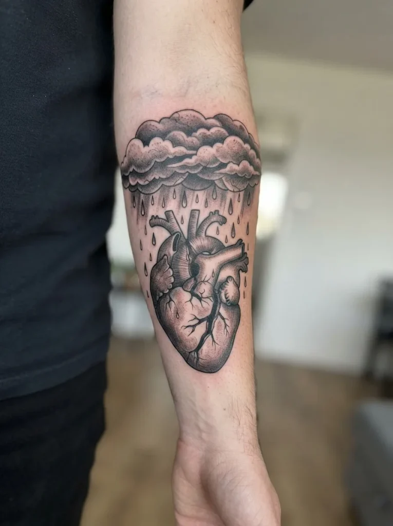20. Broken Heart With Rain Clouds