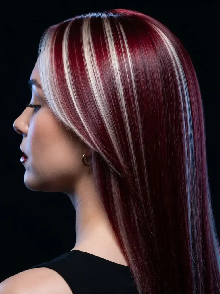 20. Cherry Cola Red with Icy Blonde Streaks
