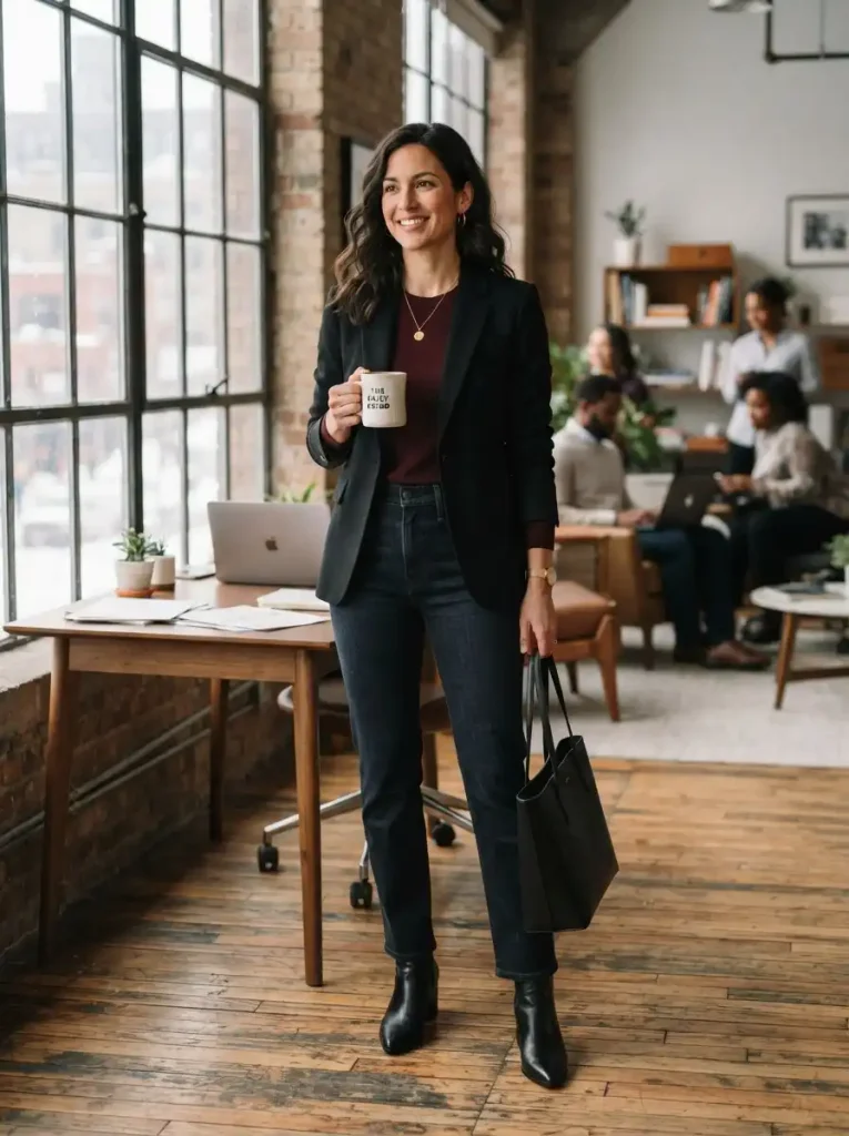 20. Dark Denim With a Polished Sweater