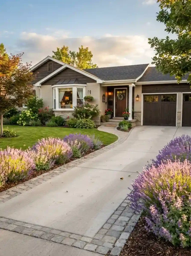 20. Edge the Driveway with Plants and Stone