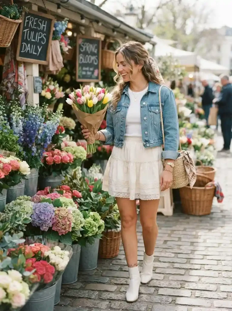 20. Lace-Trim Mini with a Cropped Denim Jacket