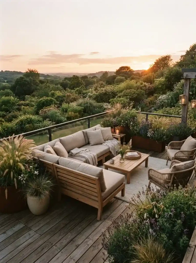 20. Create a Private Hillside Lounge With a Garden View