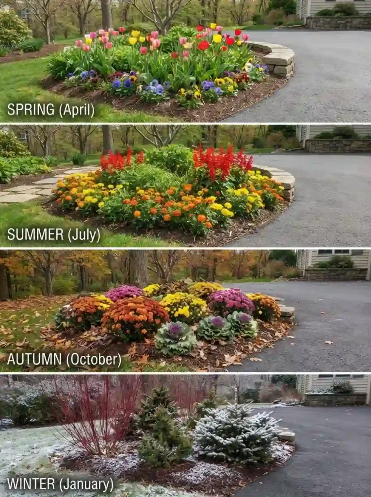 20. Rotate seasonal color in one showcase bed