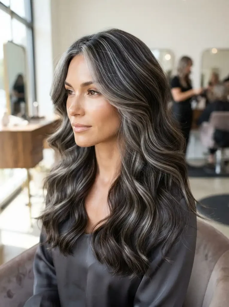 20. Silver Highlights on Thick Hair