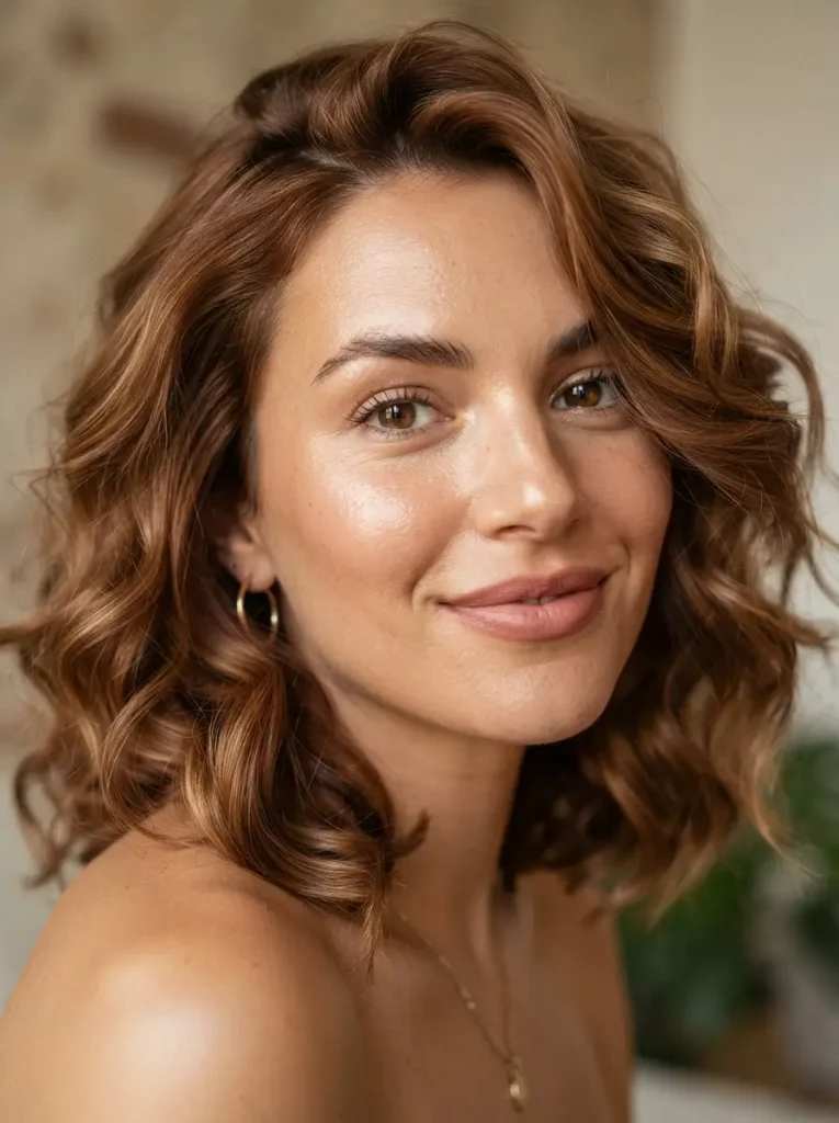 20. Soft Romantic Lob with Loose Curls