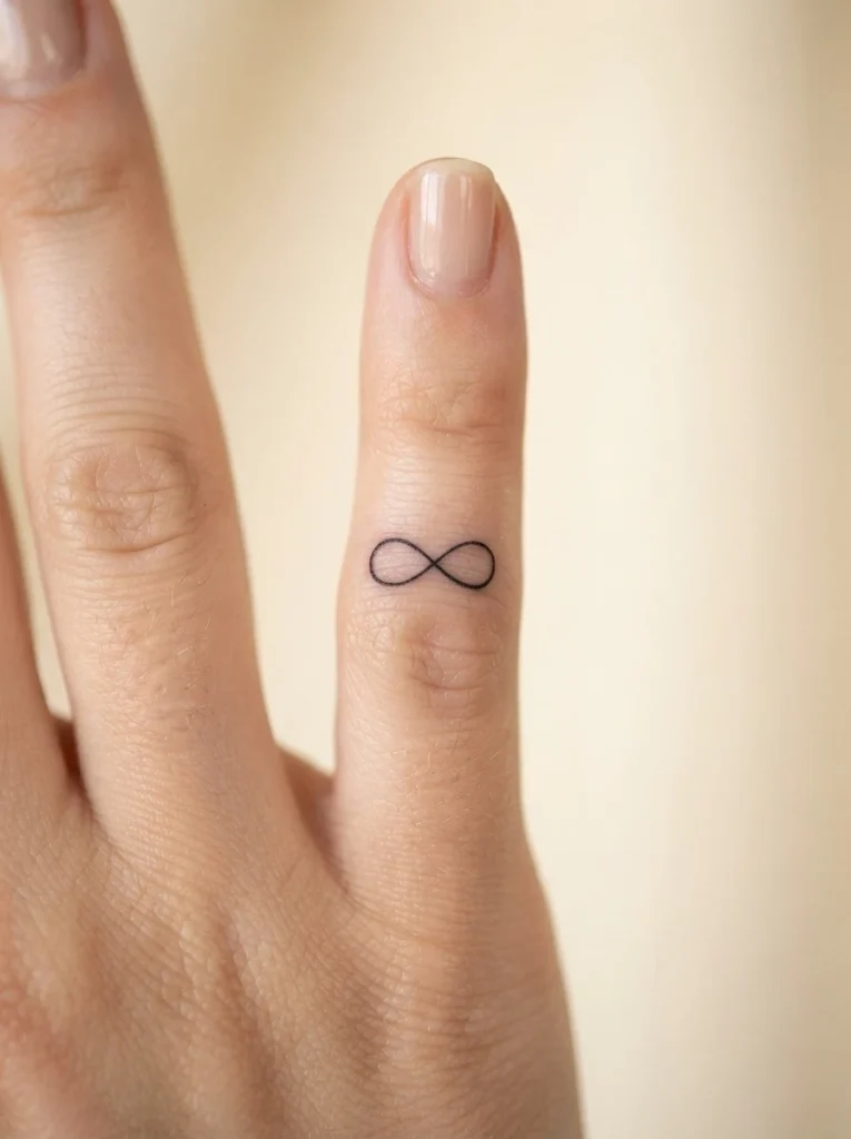 20. Tiny Infinity Finger Tattoo