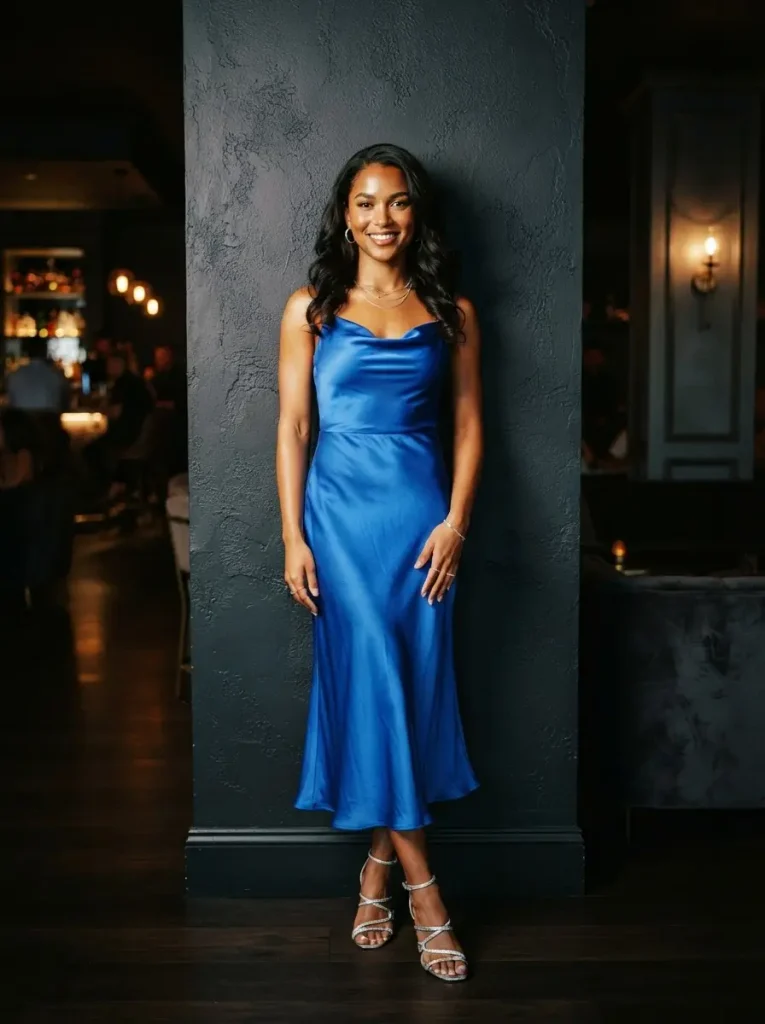 21. Cobalt Blue Dress for a Bold Statement