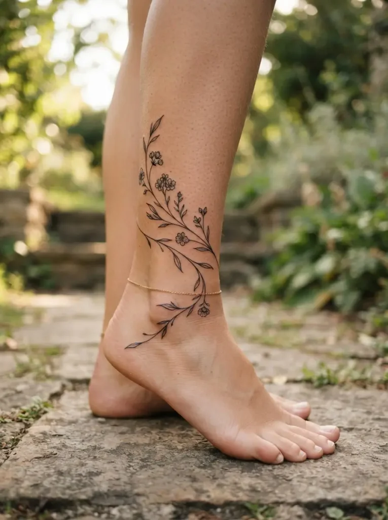 21. Floral Vine Tattoo