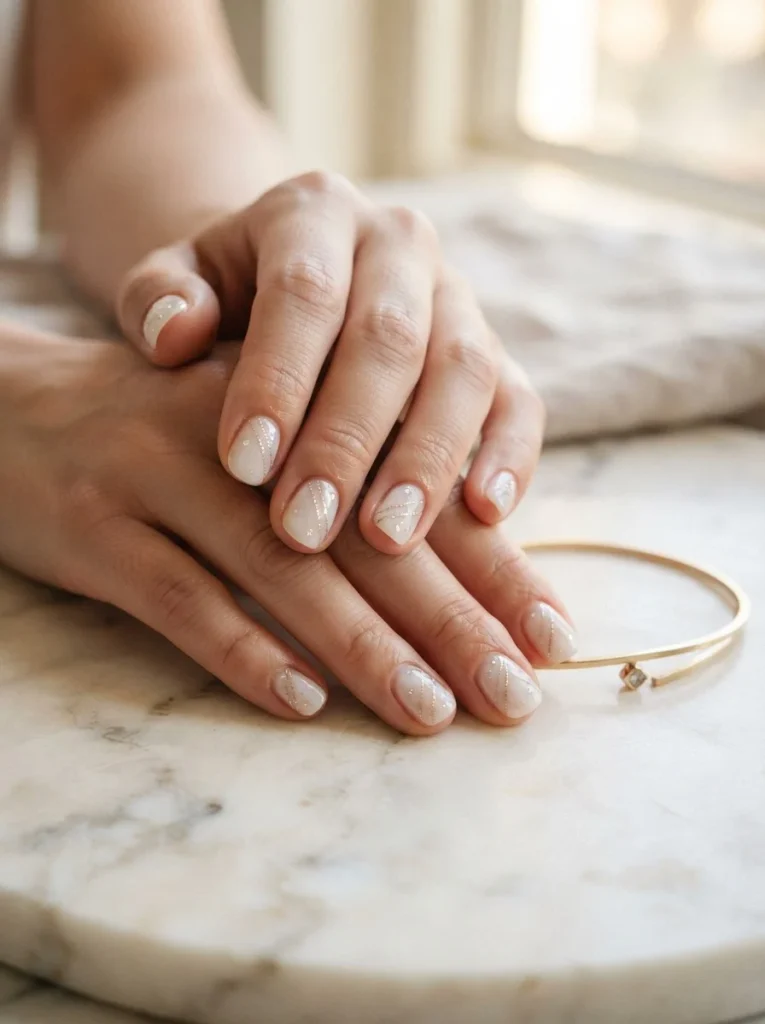 21. Minimalist Birthday Nails With Glitter Accents
