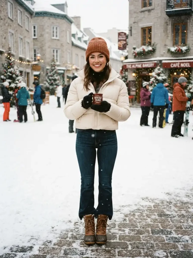 21. Puffer Jacket and Beanie for Cold Days