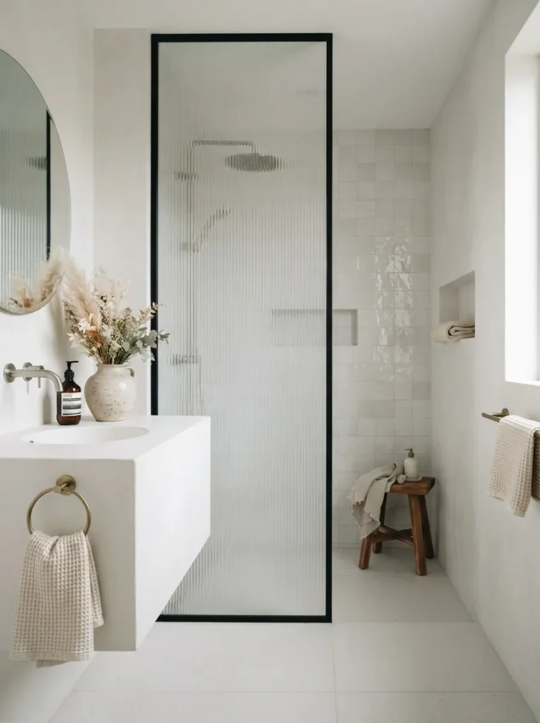 22. All-White Bathroom With Layered Texture