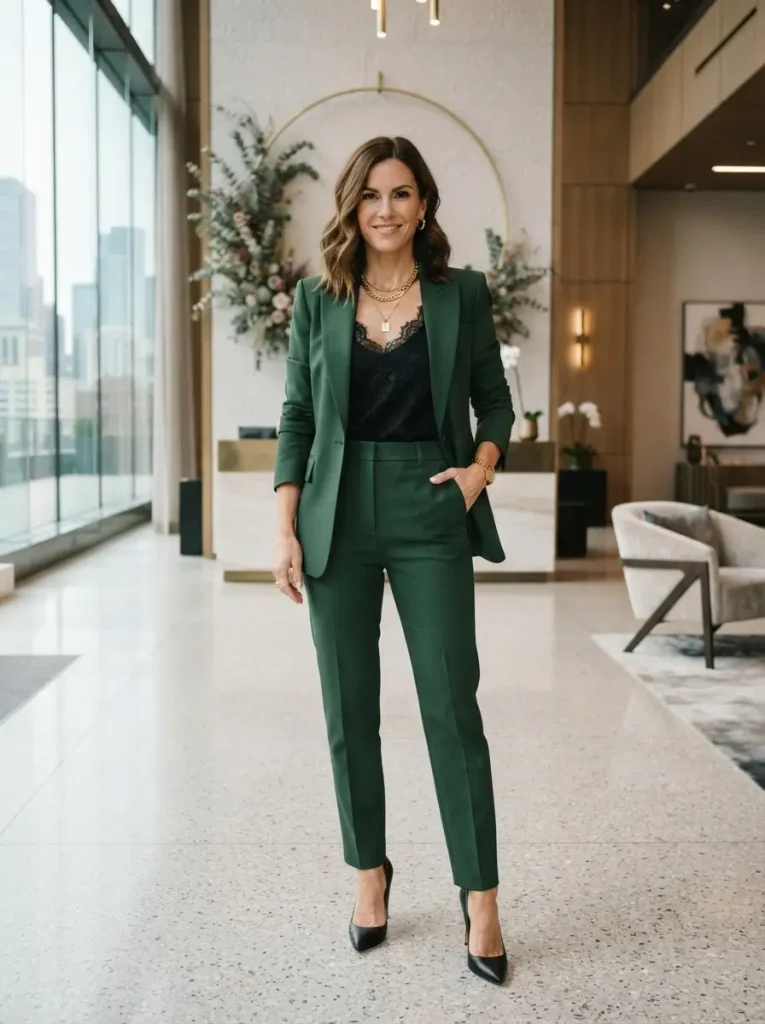22. Forest Green Pantsuit