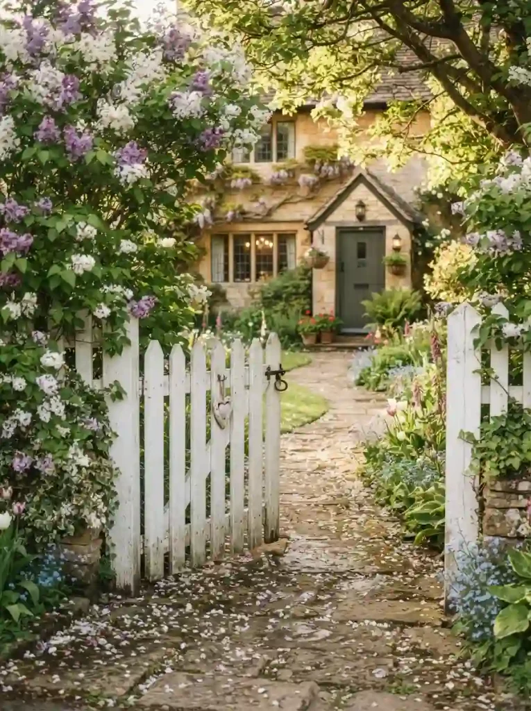 22. Gated Entry with a Flowering Hedge