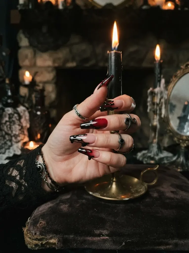 22. Melted Black Wax Nails