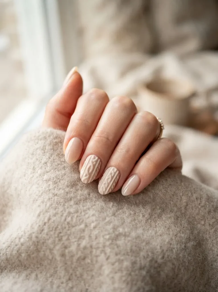 22. Minimalist Sweater Accent Nails