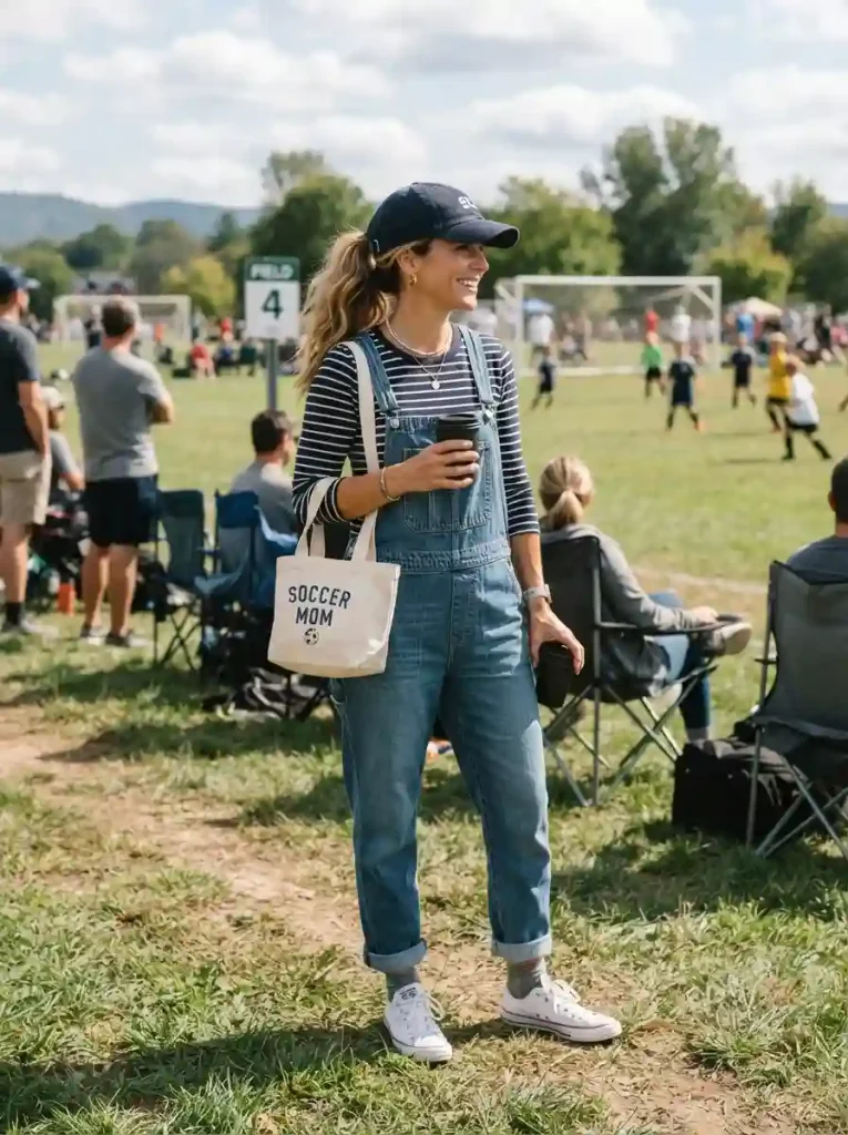 22. Relaxed Denim Overalls With a Long-Sleeve Tee