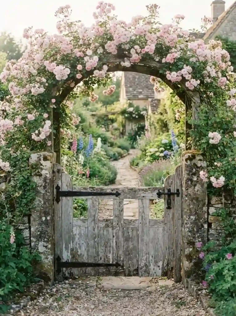 23. Rustic Gate With Climbing Roses