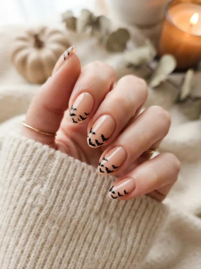 23. Tiny Bat French Tips