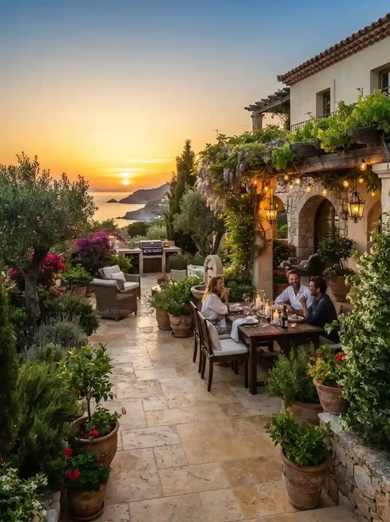 24. Sunset-Ready Mediterranean Backyard