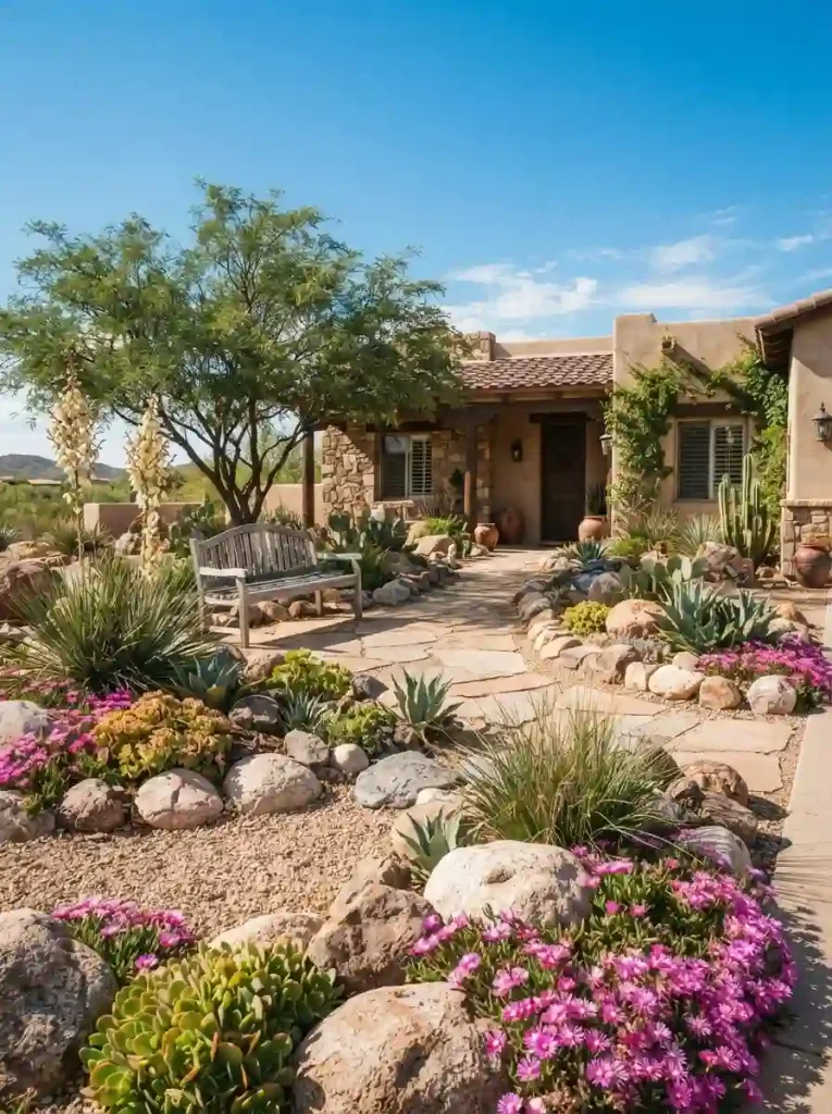 25. Rock Garden With Drought-Tolerant Plants
