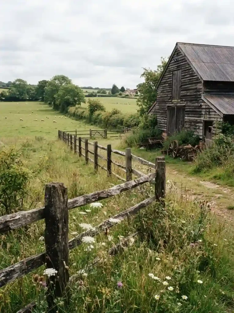 3. Add a Rustic Timber Fence Around the Property