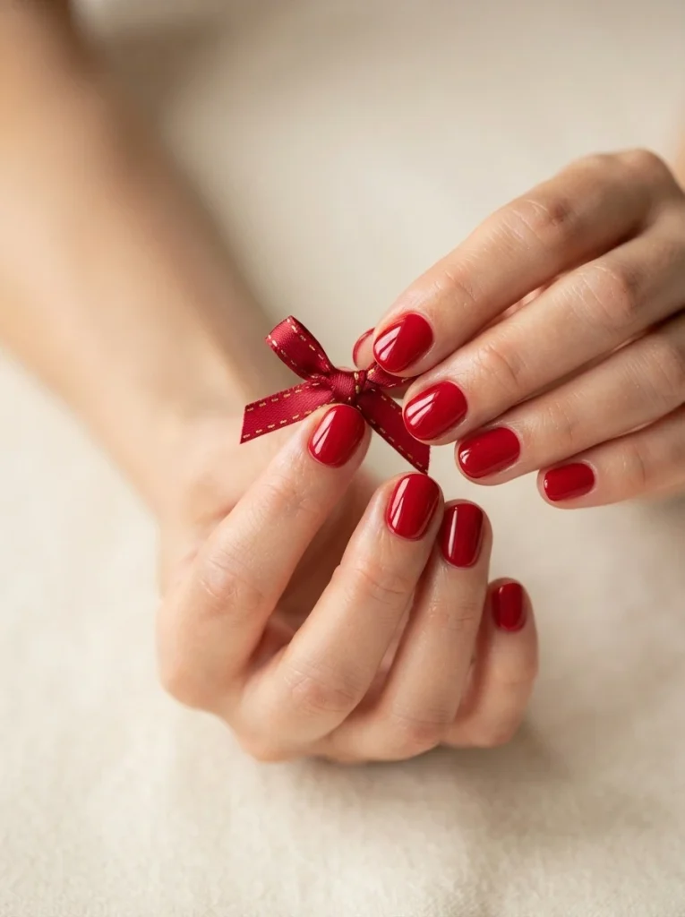 3. Cherry Red Short Birthday Nails