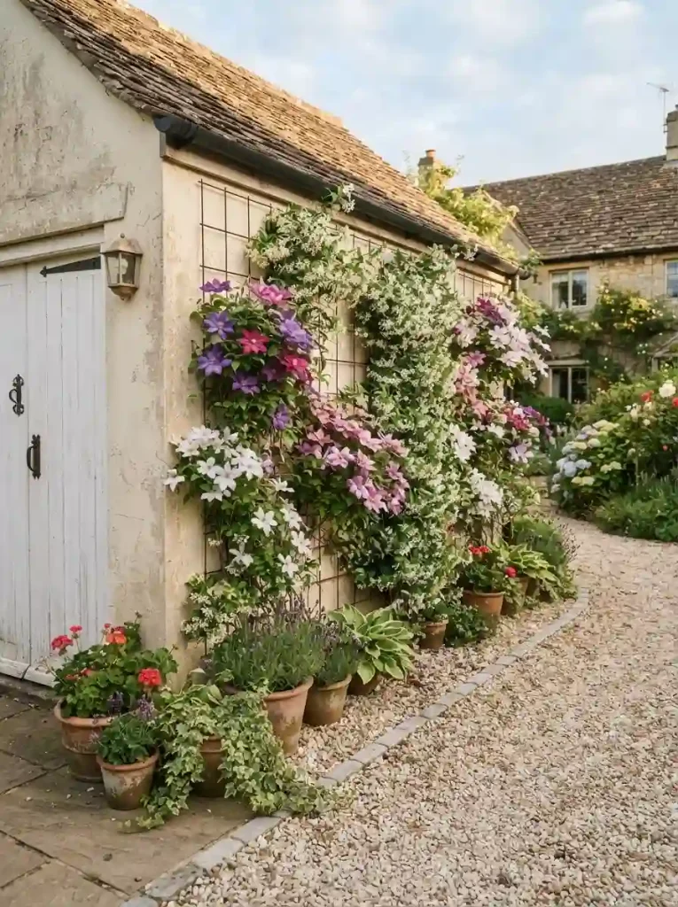 3. Dress the garage wall with climbing vines