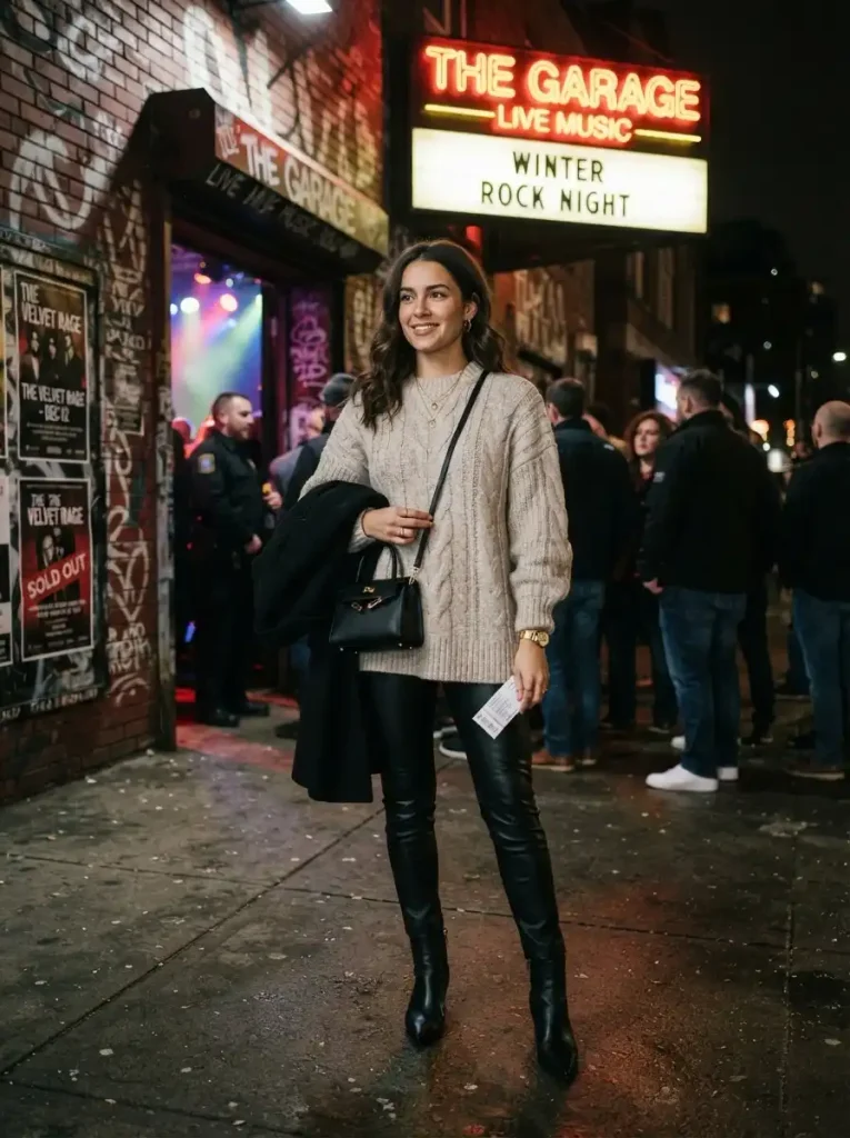 3. Faux Leather Pants With A Soft Knit