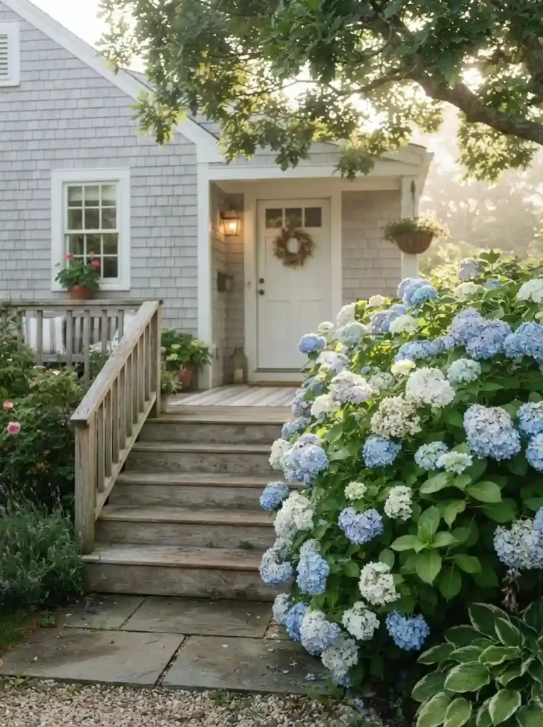 3. Hydrangea Cloud Beside the Steps