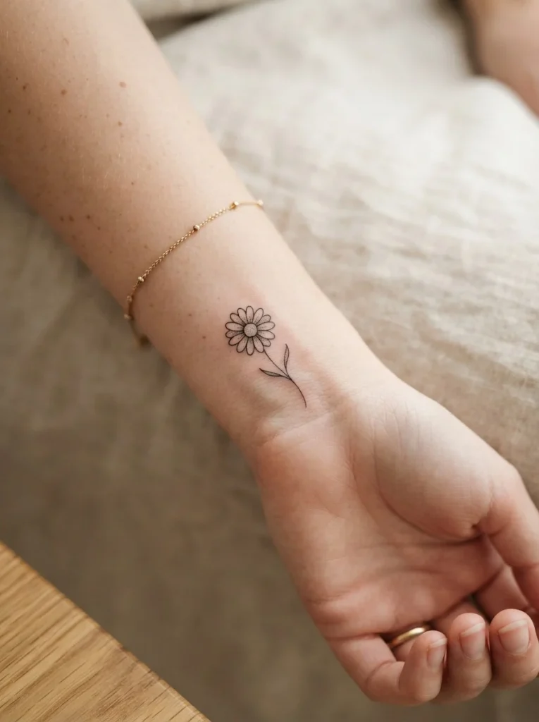 3. Minimalist Daisy Tattoo