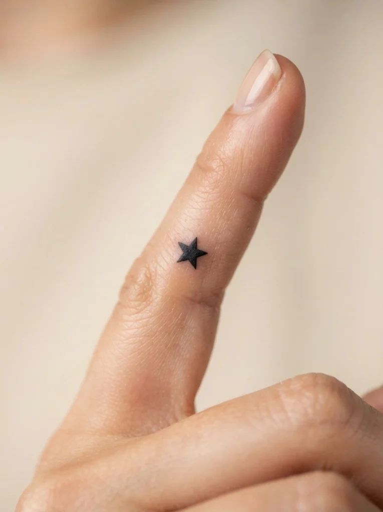 3. Minimalist Star Finger Tattoo