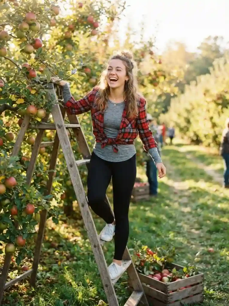 3. Plaid Flannel Tied at the Waist with Leggings